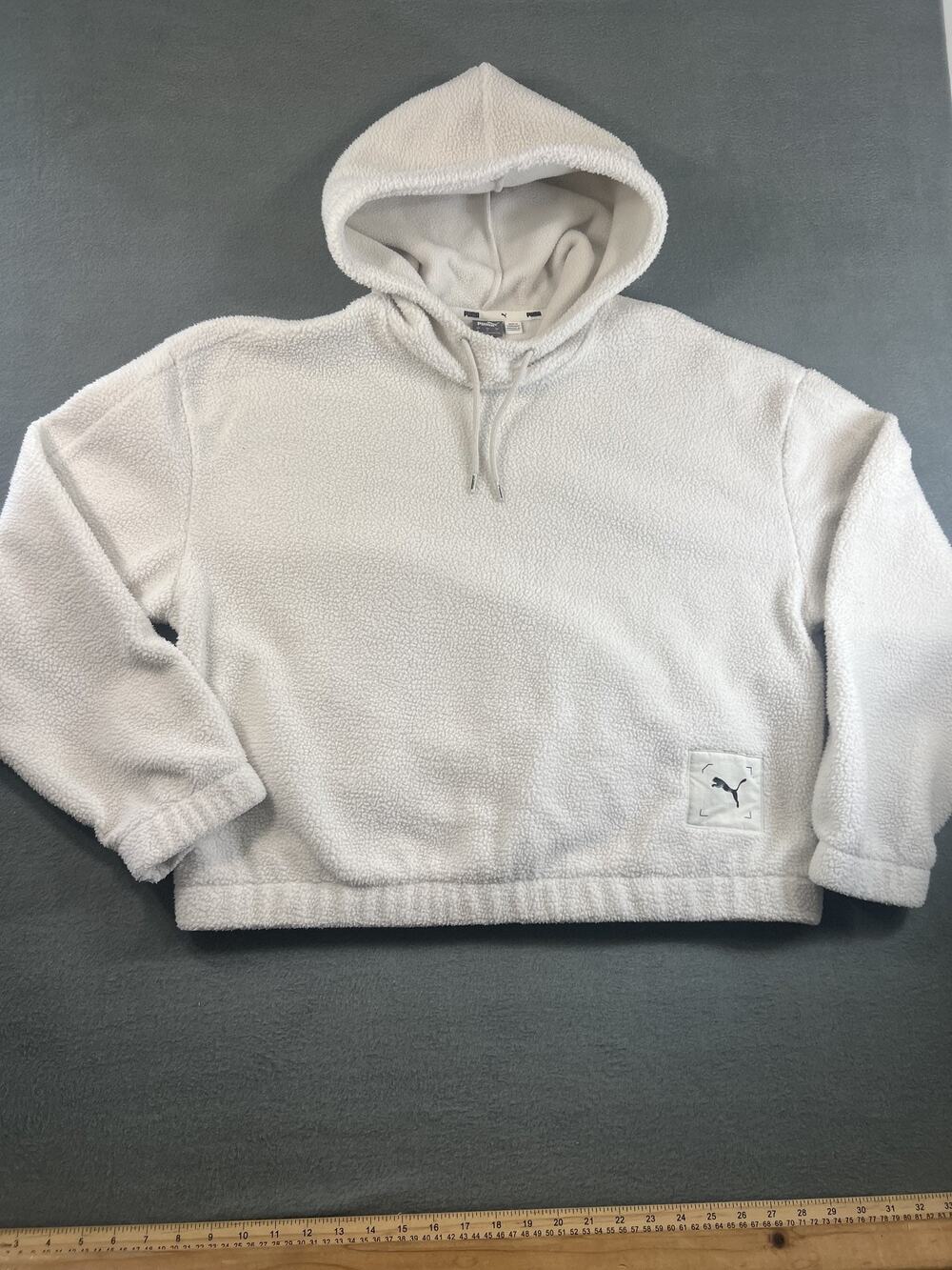 Puma Women's Ivory Fleece Hoodie Size Large Pullover Activewear Sweater